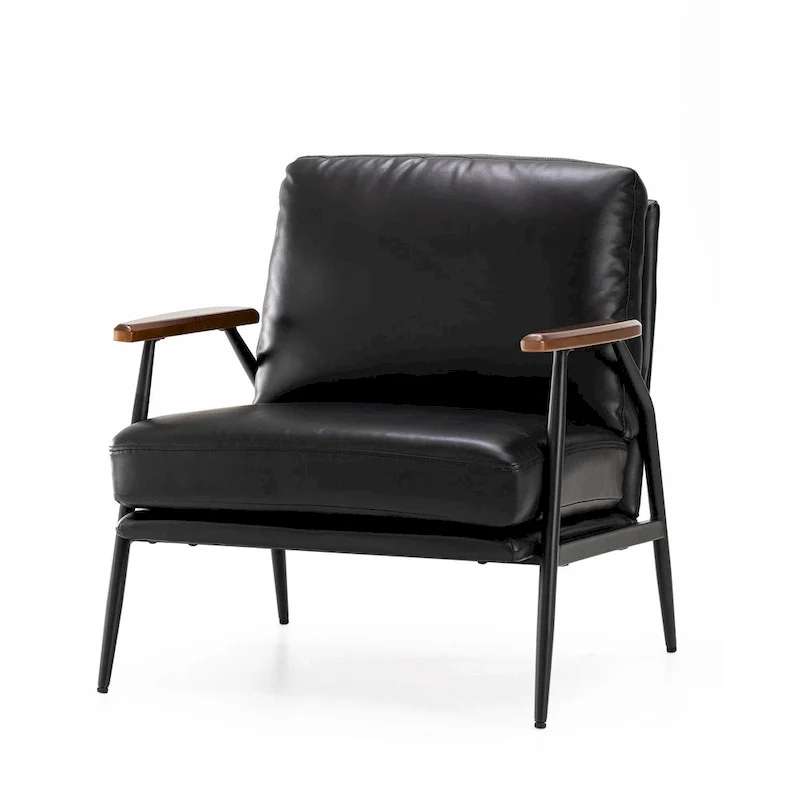 Glitzhome 28 W Mid-century Modern Soft PU Leather Accent Armchair - 28  W x 31  D x 30.75  H