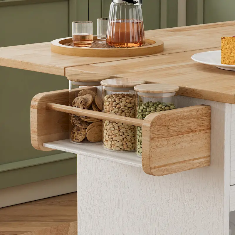 Kitchen Island Cart with Solid Wood Top and Rolling Wheels