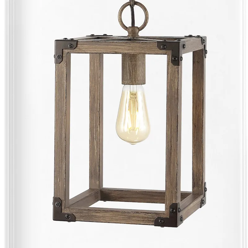 Turing 8.13  Adjustable Iron Rustic Farmhouse LED Pendant, Brown by JONATHAN Y