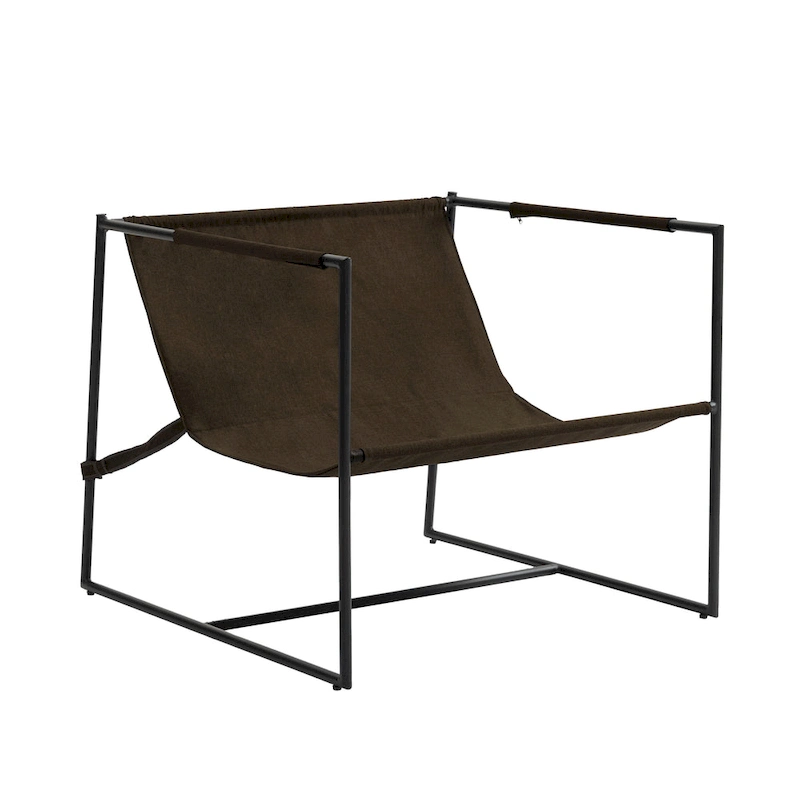 Metal Framed Accent Chair Sling Armchair with Bag Cushion