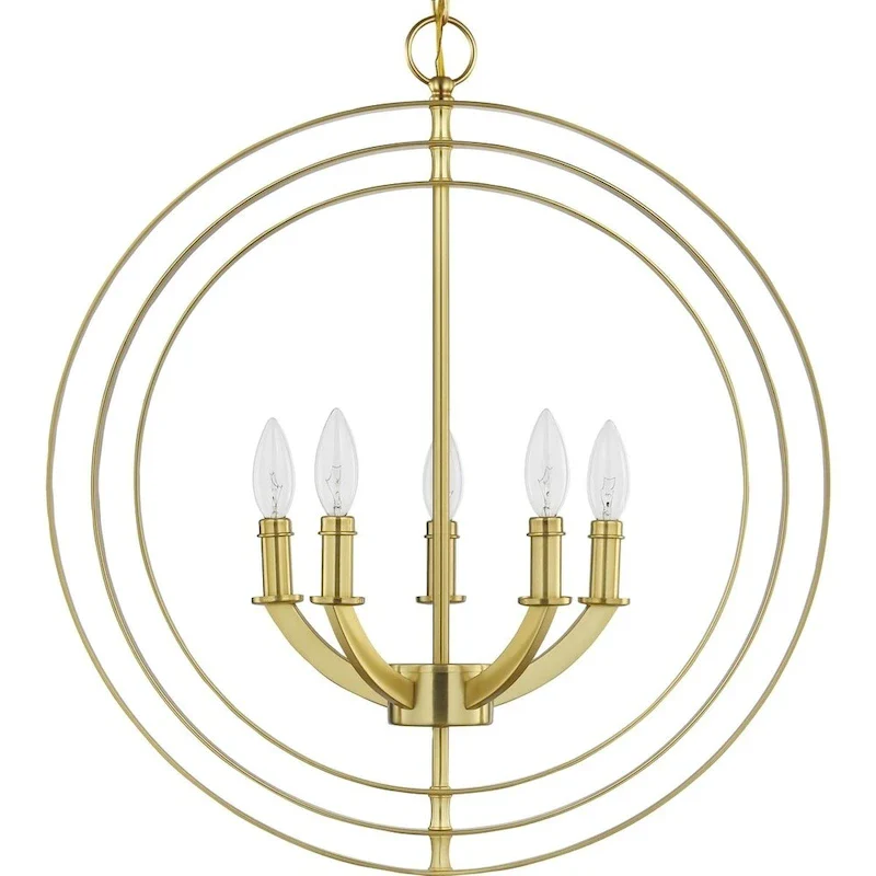 Equinox Collection Satin Brass Five-Light Sphere Pendant - 26.180  x 24.410  x 12.200