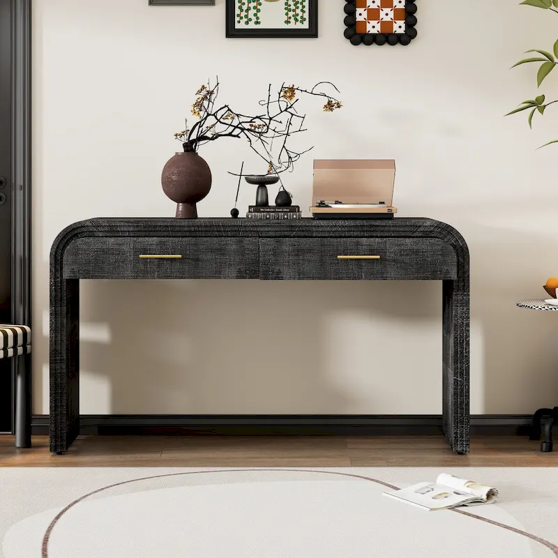 Nestfair Unique Retro Silhouette Console Table with Two Drawers
