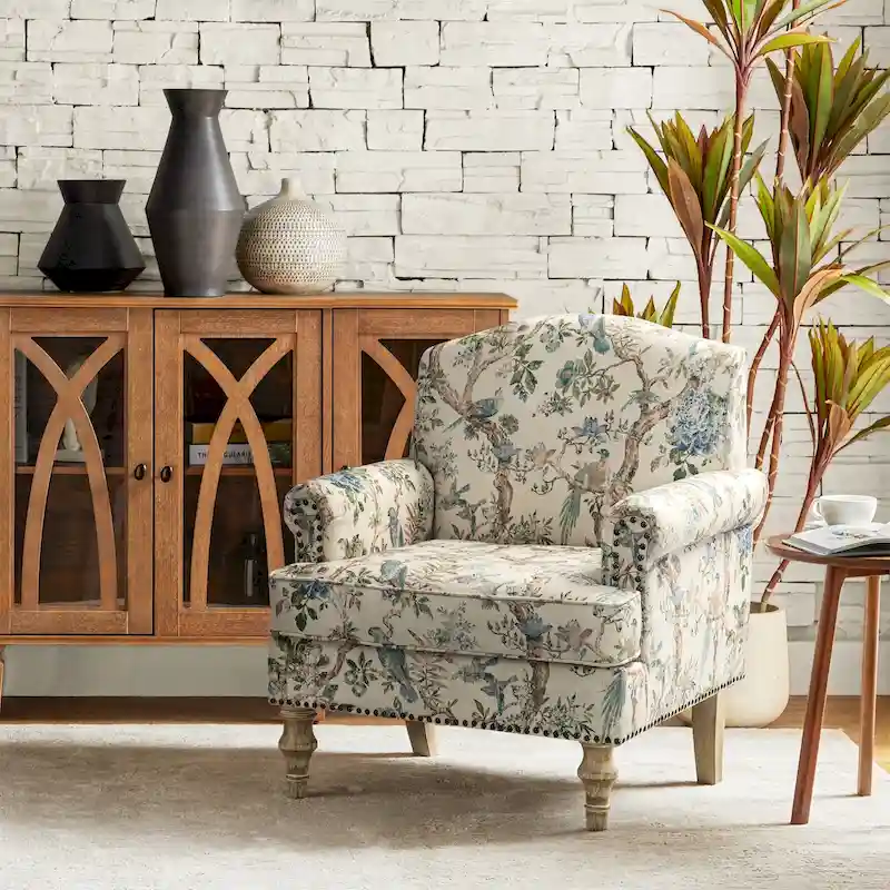 Yahweh Farmhouse Nailhead Armchair with Rolled Arms by HULALA HOME