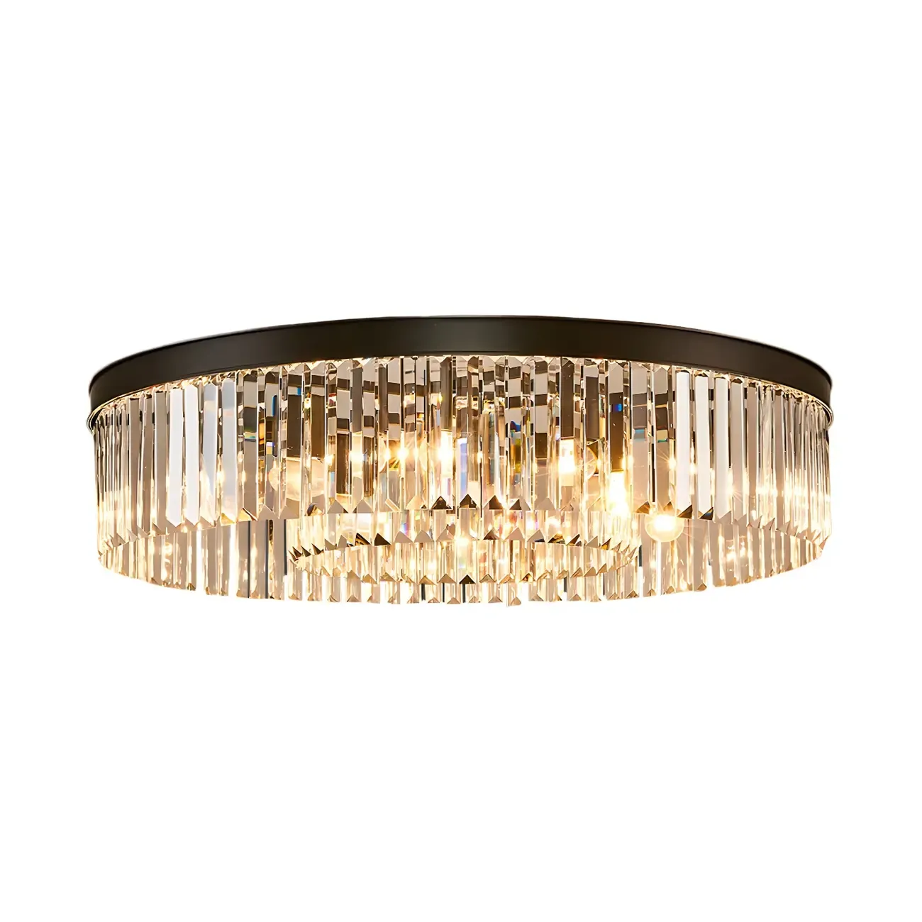 Modern Black Large Crystal Flush Mount Ceiling Light