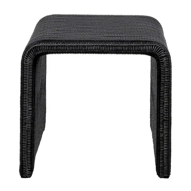 Woods Black Woven Rattan Square End Table