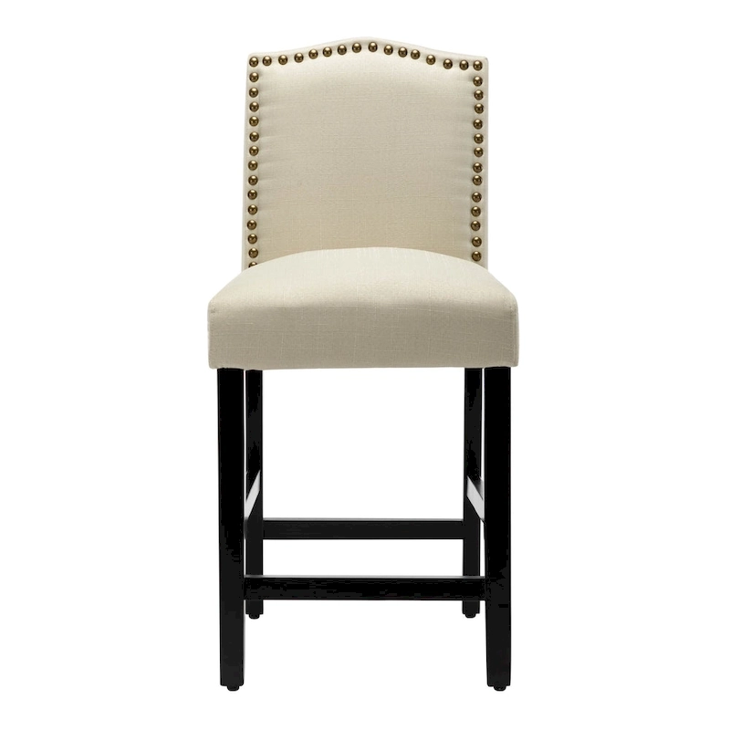 24 Inches Fabric Upholstered Nailhead Trim Counter Height Bar stools with Back Set of 2