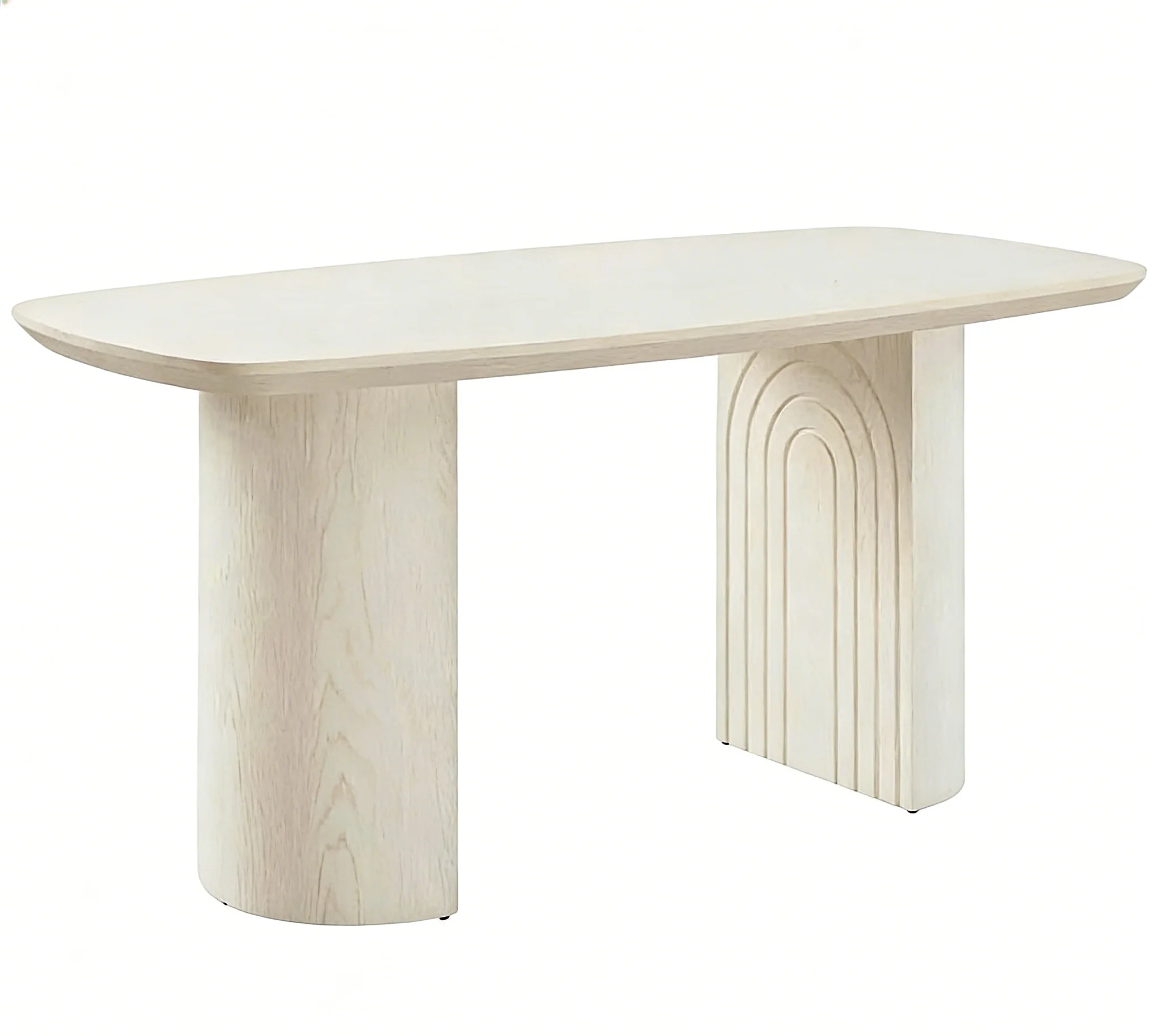 Beige Wood Dining Table - 6 Seater 70.86