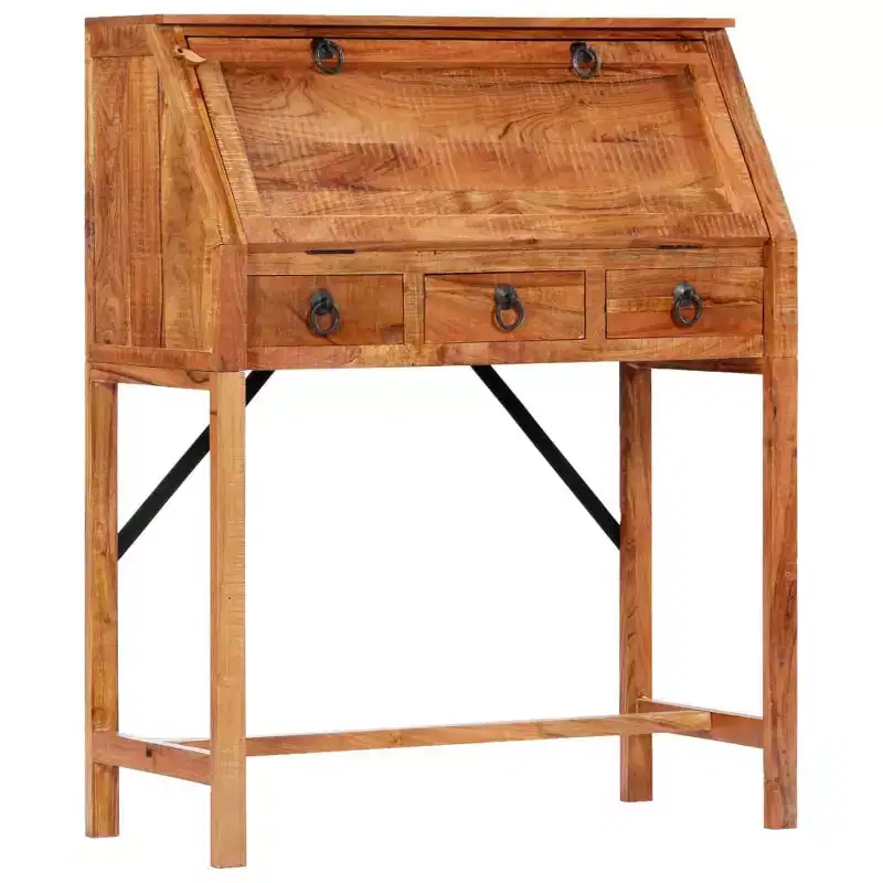 vidaXL Writing Desk Brown Solid Acacia wood Medium Desk Rectangular