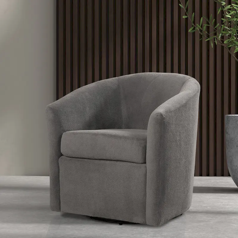 Odessa Barrel Style Swivel Accent chair in Performance Fabric