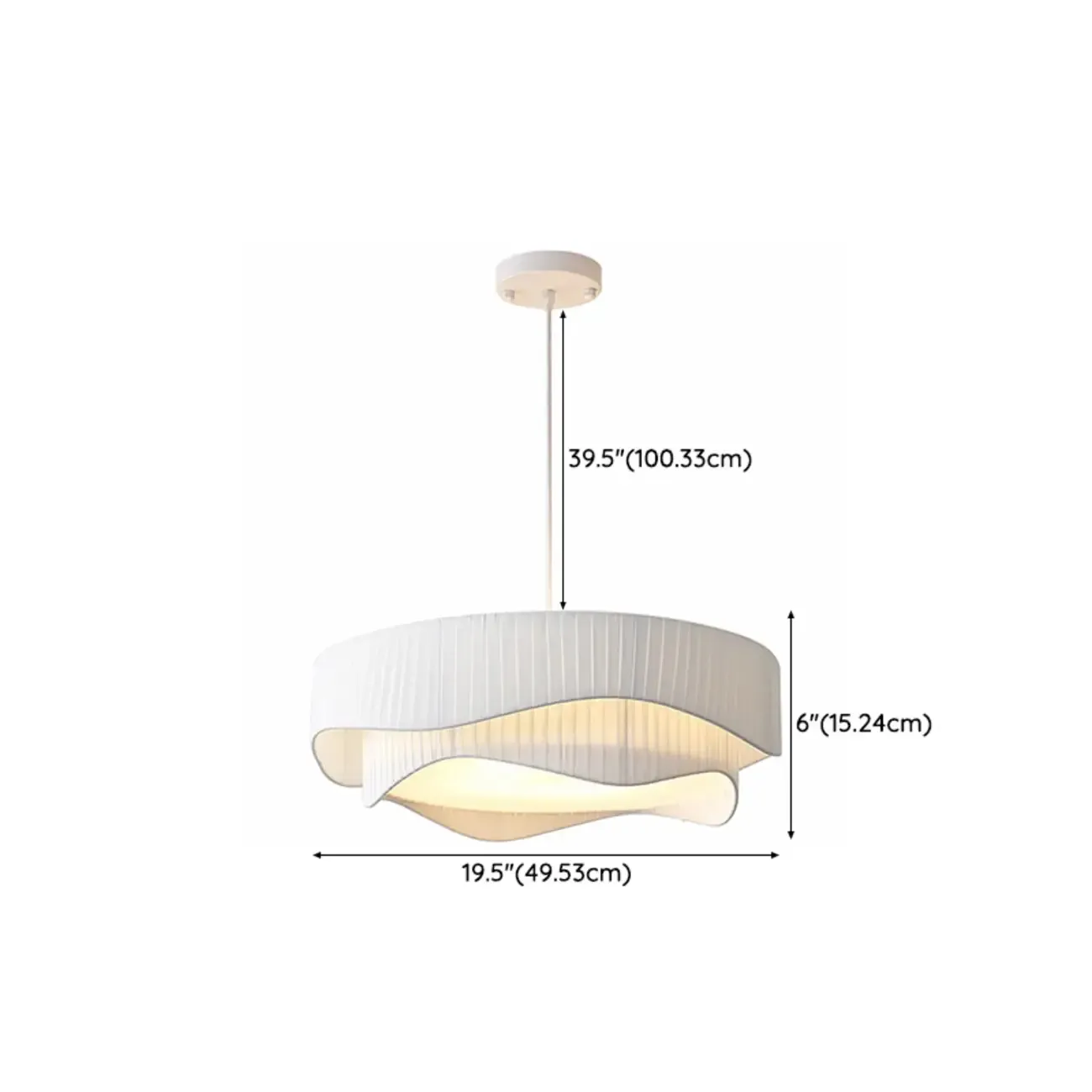 Modern White Tier Fabric Drum Chandelier with Adjustable Height