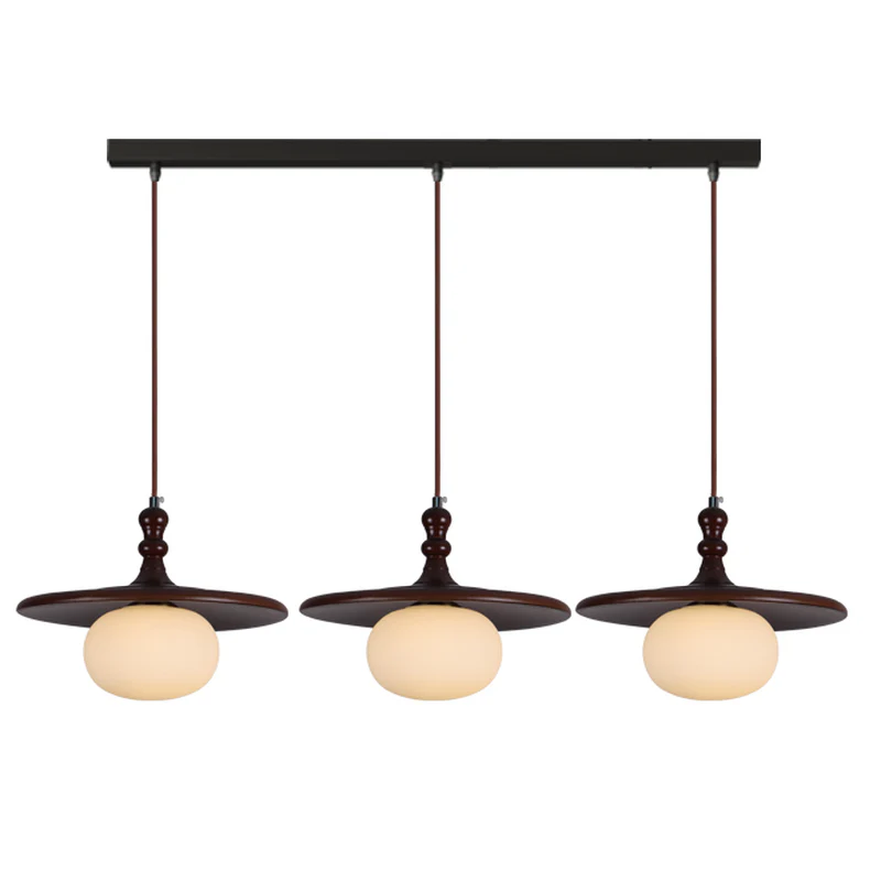 Modern Wood Disc Shape Adjustable Kitchen Island Pendant Light