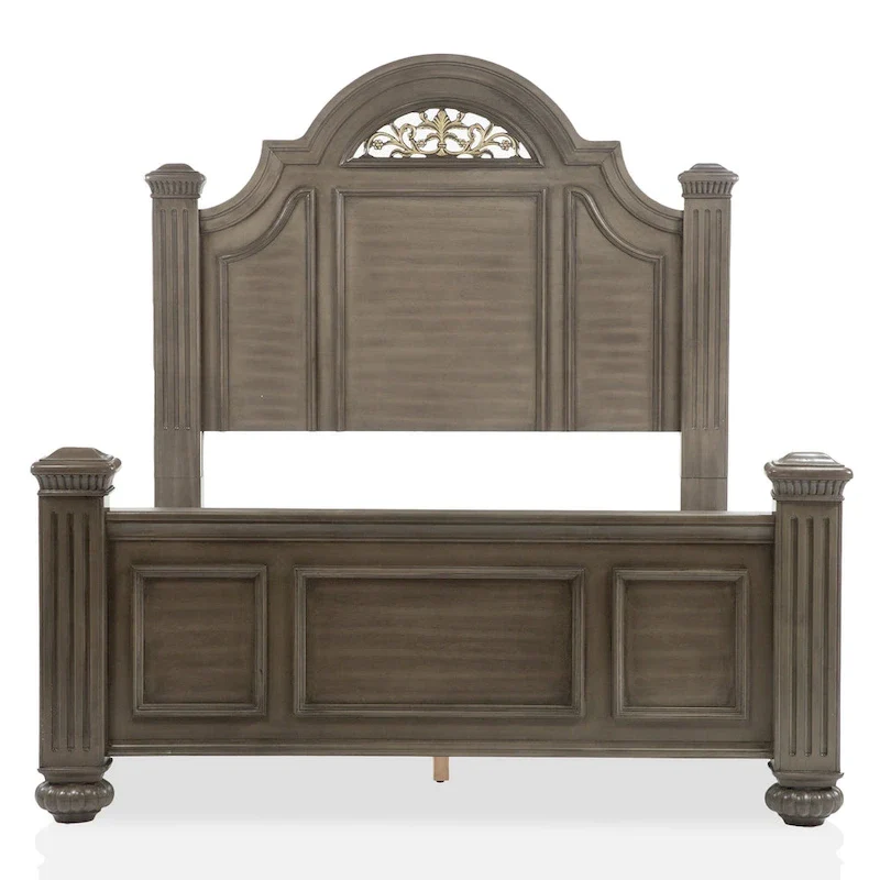 Vame 3-Piece Traditional Grey Wood Poster Bedroom Set With Two Nightstands by Furniture of America