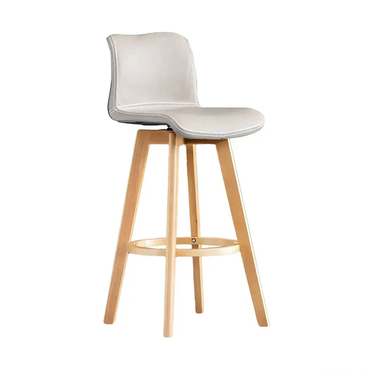 Mid-Century Distressed Leather Swivel Bar Stool with Back