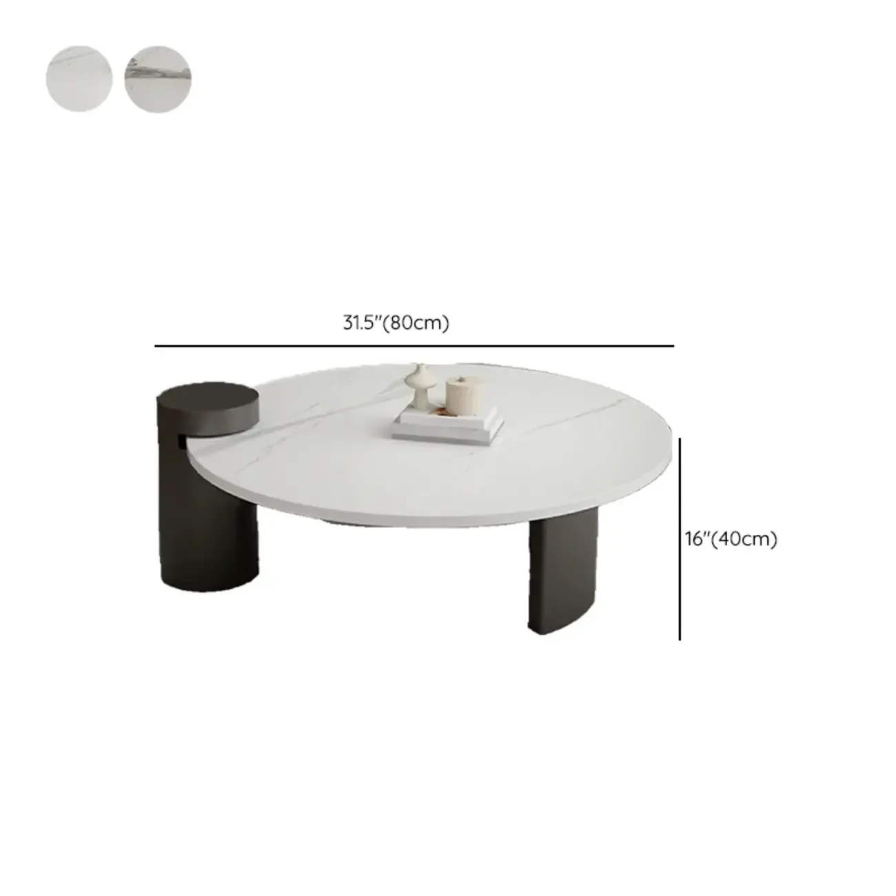 Marble Round Nesting Coffee Table Set with Modern Design