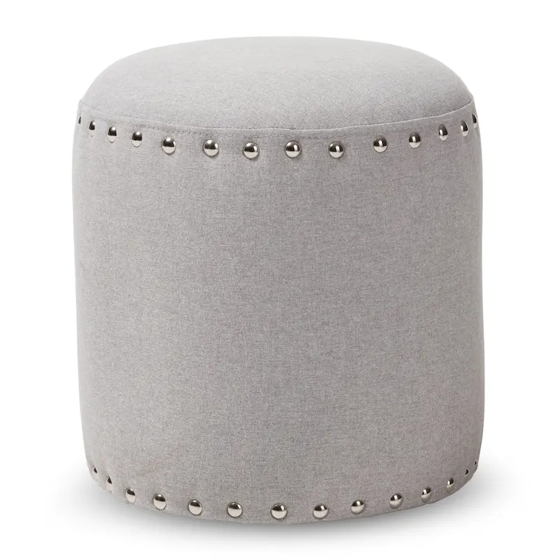 Rosine Modern and Contemporary Fabric Upholstered Nail Trim Ottoman