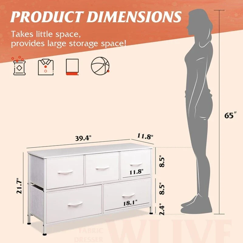 Dresser for Bedroom with 5 Drawers