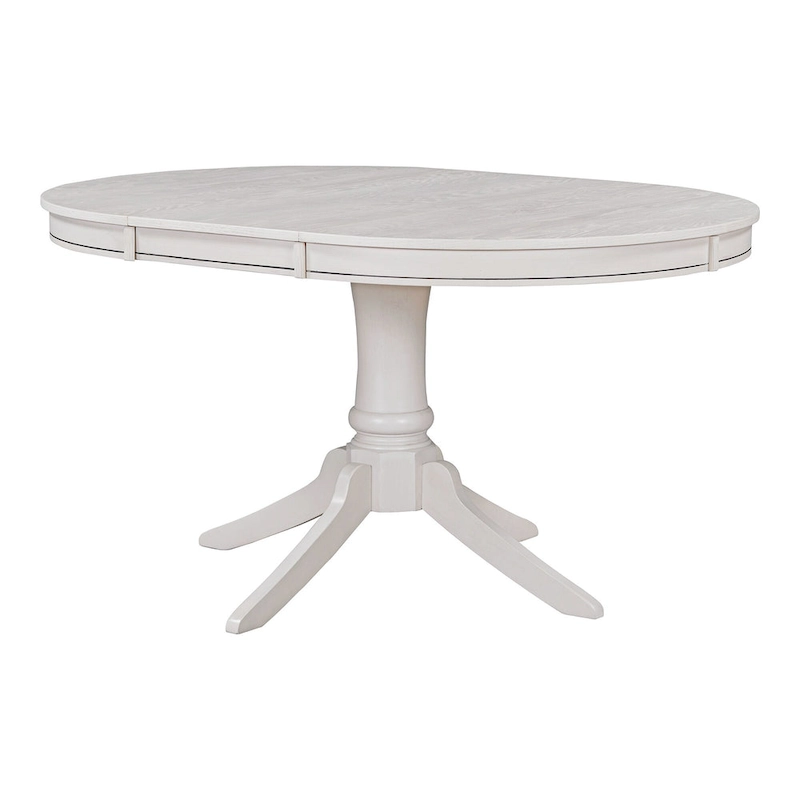 5 Piece Round Dining Table Set, Solid Wood Kitchen Table and Chair Set with Extendable Table and 4 Upholstered Chairs