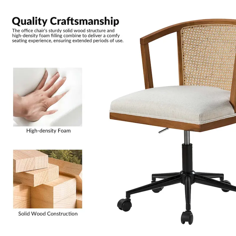 Ingrid Modern Rattan Swivel Height Adjustment Office Chair by