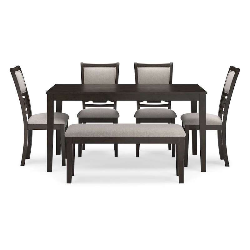 Signature Design by Ashley Langwest Dining Table and 4 Chairs and Bench (Set of 6)