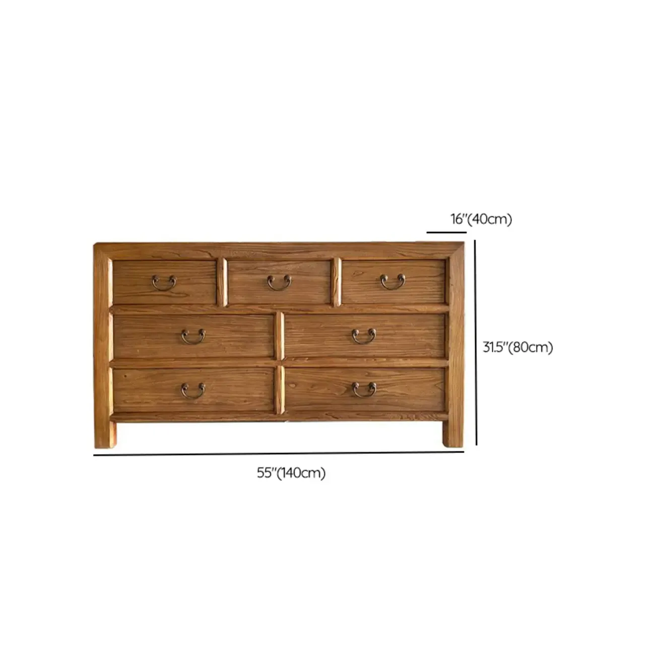Traditional Brown Wood Console Dresser Metal Handles