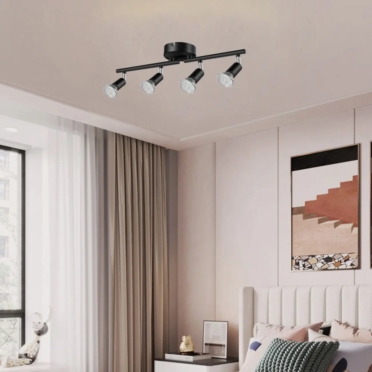 Adjustable Modern Chrome Semi Flush Mount Ceiling Track Light