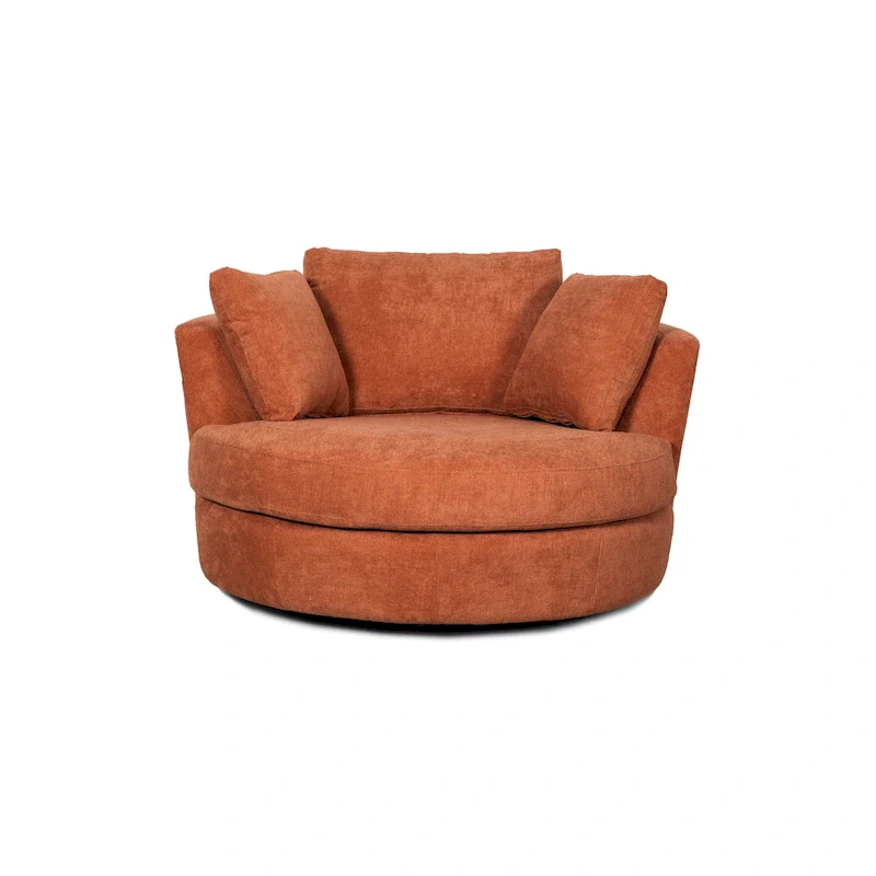 54 Wide Elegant Round Swivel Barrel Chair, Chair and a Half
