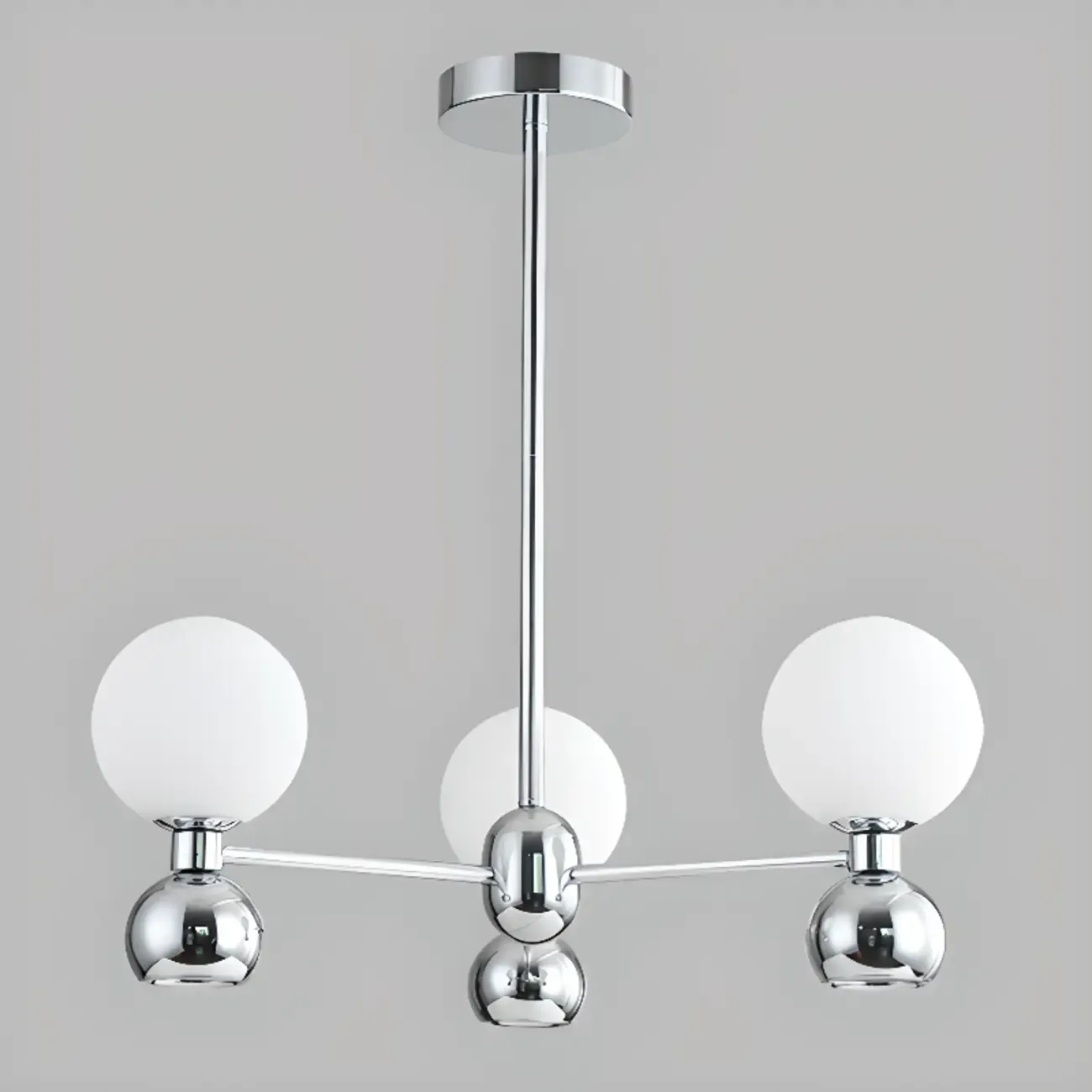 Modern Style White Globe Chandelier with Metal Frame
