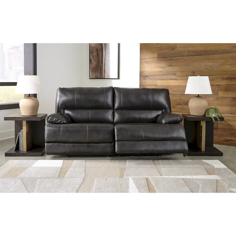 Signature Design by Ashley Mountainous Black Power Reclining Sofa - 85