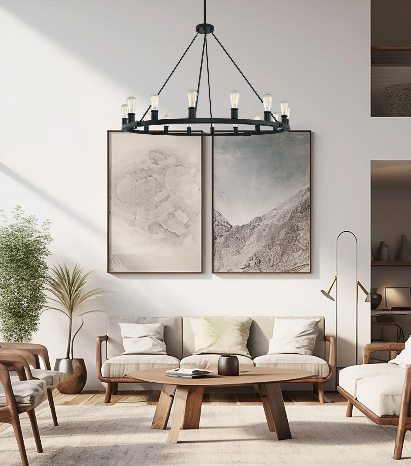 Homestead 50 16-Light Large Industrial Rustic Farmhouse Wagon Wheel Kitchen Island Chandelier