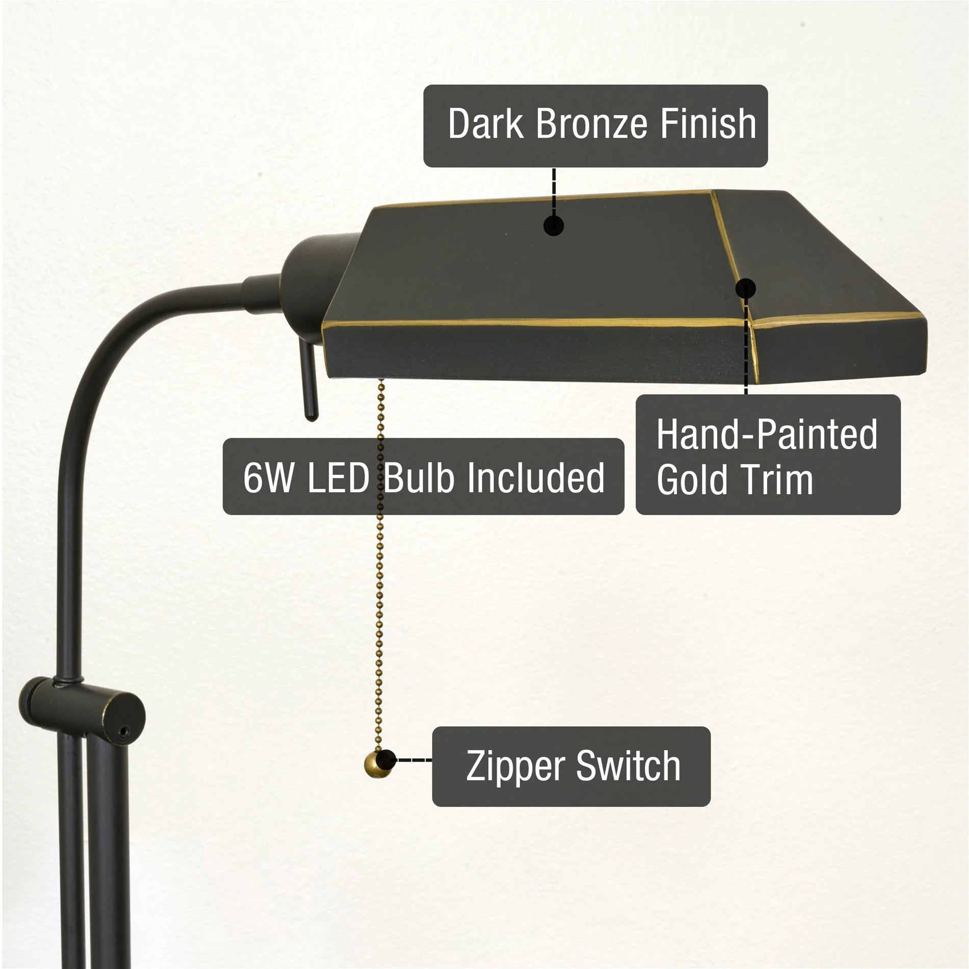 Kira Home Prescott 58 6W LED Bulb (60W eq.) Modern Industrial Adjustable Standing Pharmacy Floor Lamp