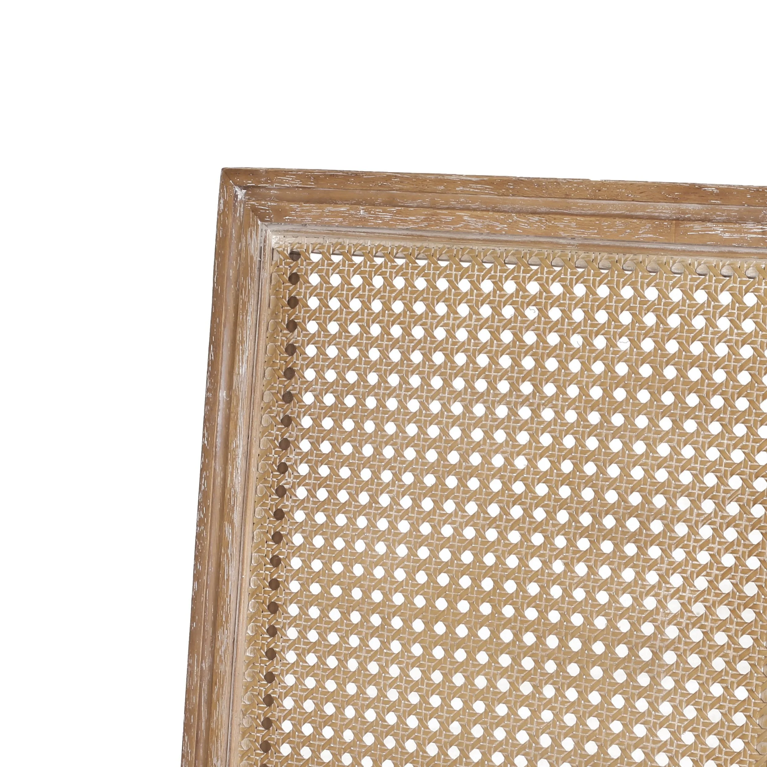 French Country Wood and Cane Upholstered Dining Chair, Set of 2 - NH784513