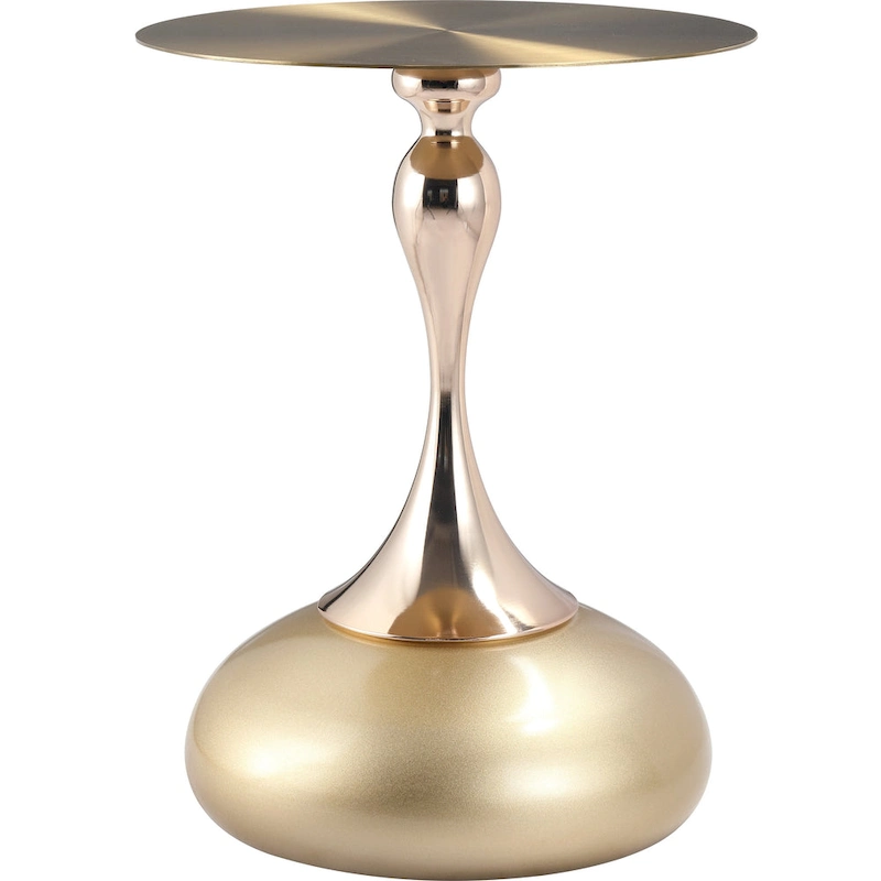 Savoy 18-Inch Round Side Table in Gold Stainless-Steel End Table with a Round Pedestal base