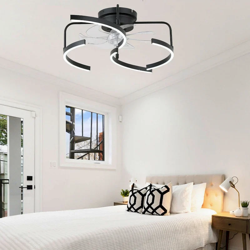 Cusp Barn 20-Inch LED 6-DIY Shape Smart Ceiling Fan With Light, 6-Speed Reversible Ceiling Fan Light With Remote Control