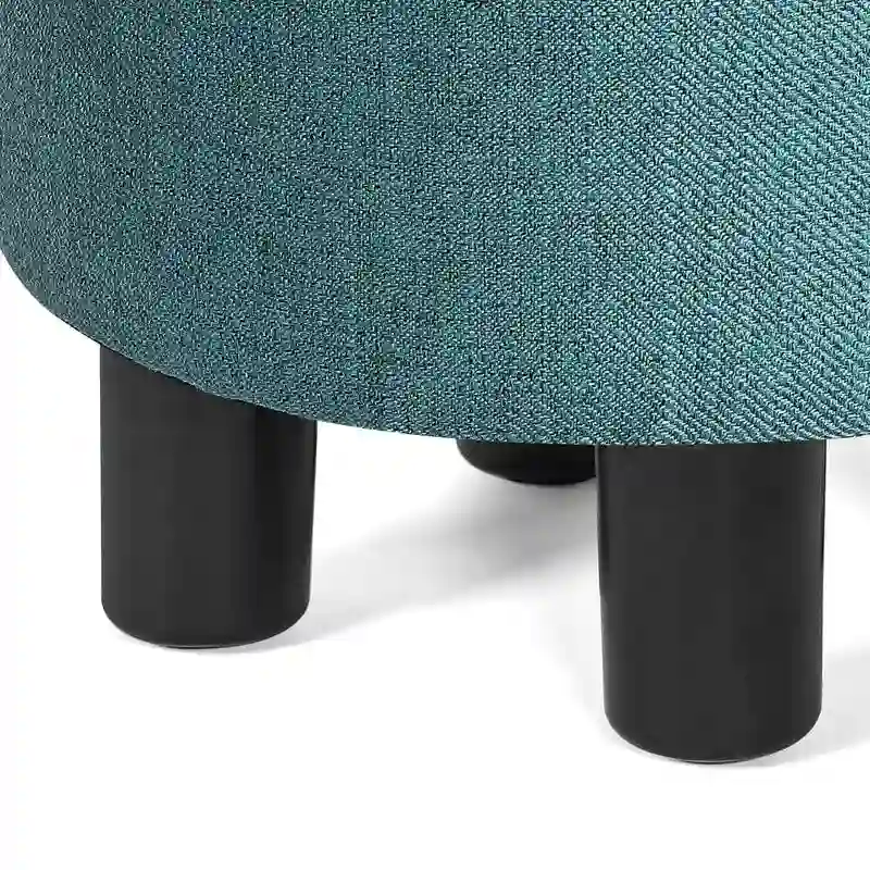 Adeco Modern Small Round Seat Fabric Ottoman Footrest Footstool Room