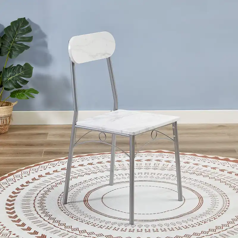 VECELO Dining Table Set, Kitchen Table with 2/4 Chairs, Metal and Wood Rectangular 3/5-Piece Dining Set