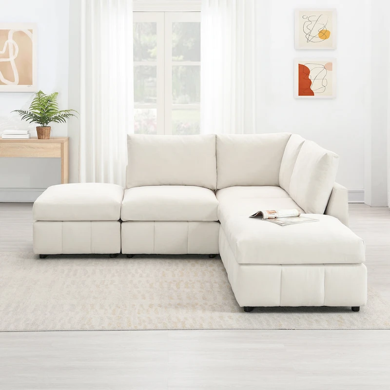 93Modern Sectional Sofa with Vertical Stripes