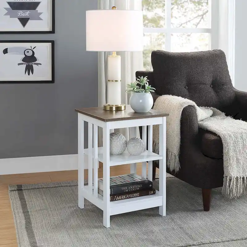Mission End Table with Shelves