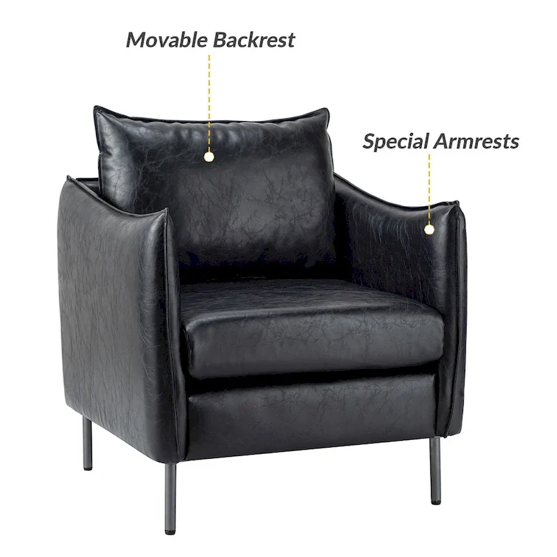 Jaime Modern Vegan Leather Accent Chair with removable Cushion by HULALA HOME