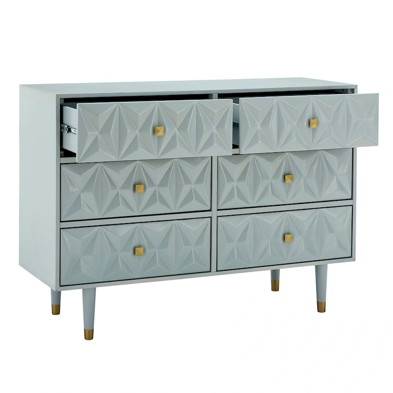 Bea Geometric Textured Glam 6-drawer Dresser