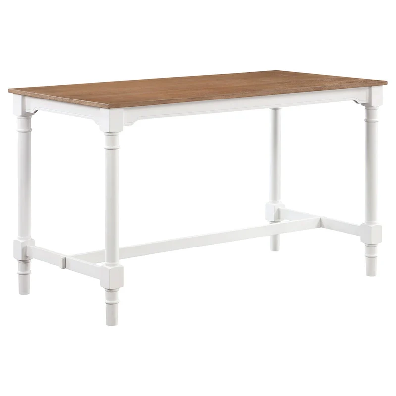 Hima 5 Piece Counter Height Table Set with 4 Stools, Beige Fabric, White