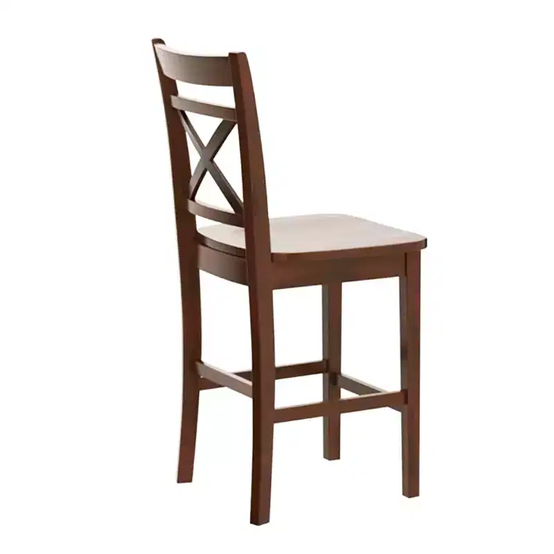 Set of 2 Armless X-Back Counter Height Chairs - Cherry / Cream - Seats 2