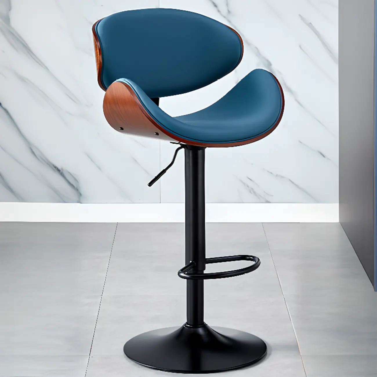 Bucket Adjustable Swivel Leather Bar Stools