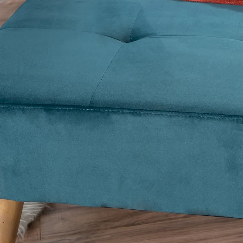 Mid-Century Velvet Ottoman