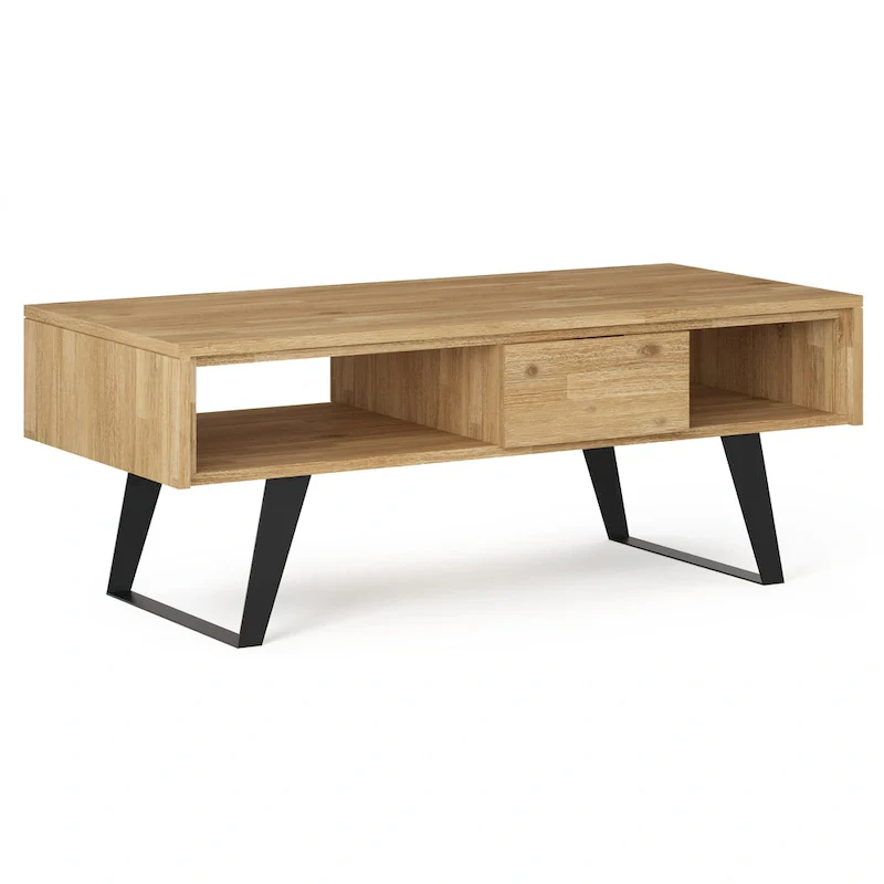 WYNDENHALL Mitchell SOLID WOOD & Metal 48 inch Wide Rectangle Modern Coffee Table - 48 W x 22 D x 18 H