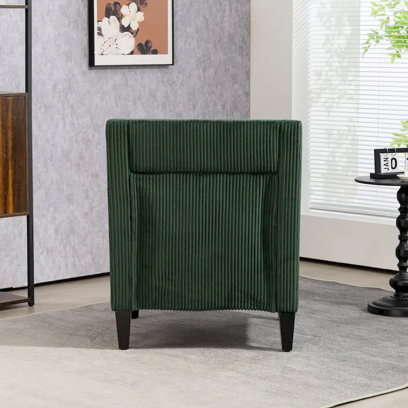 Emerald 26.77 Upholstered Arm Chair with Scooped Arms and Rubber Wood Legs