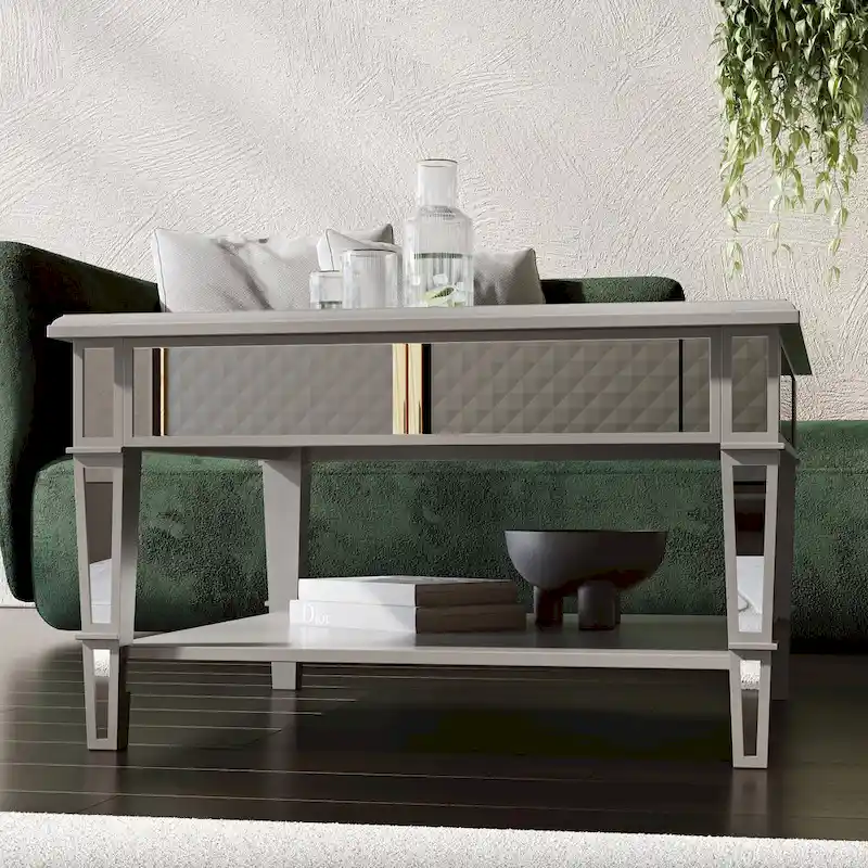 SEI Furniture Wheaton Square Mirror Coffee Table with Shelf