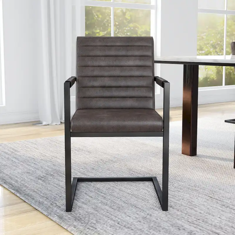 Modern Metal Upholstered Dining Chairs  (Set of 2)