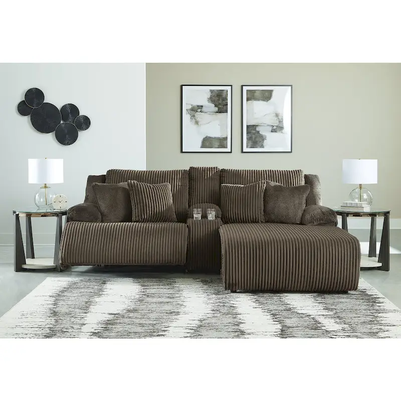 Signature Design by Ashley Top Tier 3-Piece Reclining Sectional with Chaise - 105W x 74D x 41H