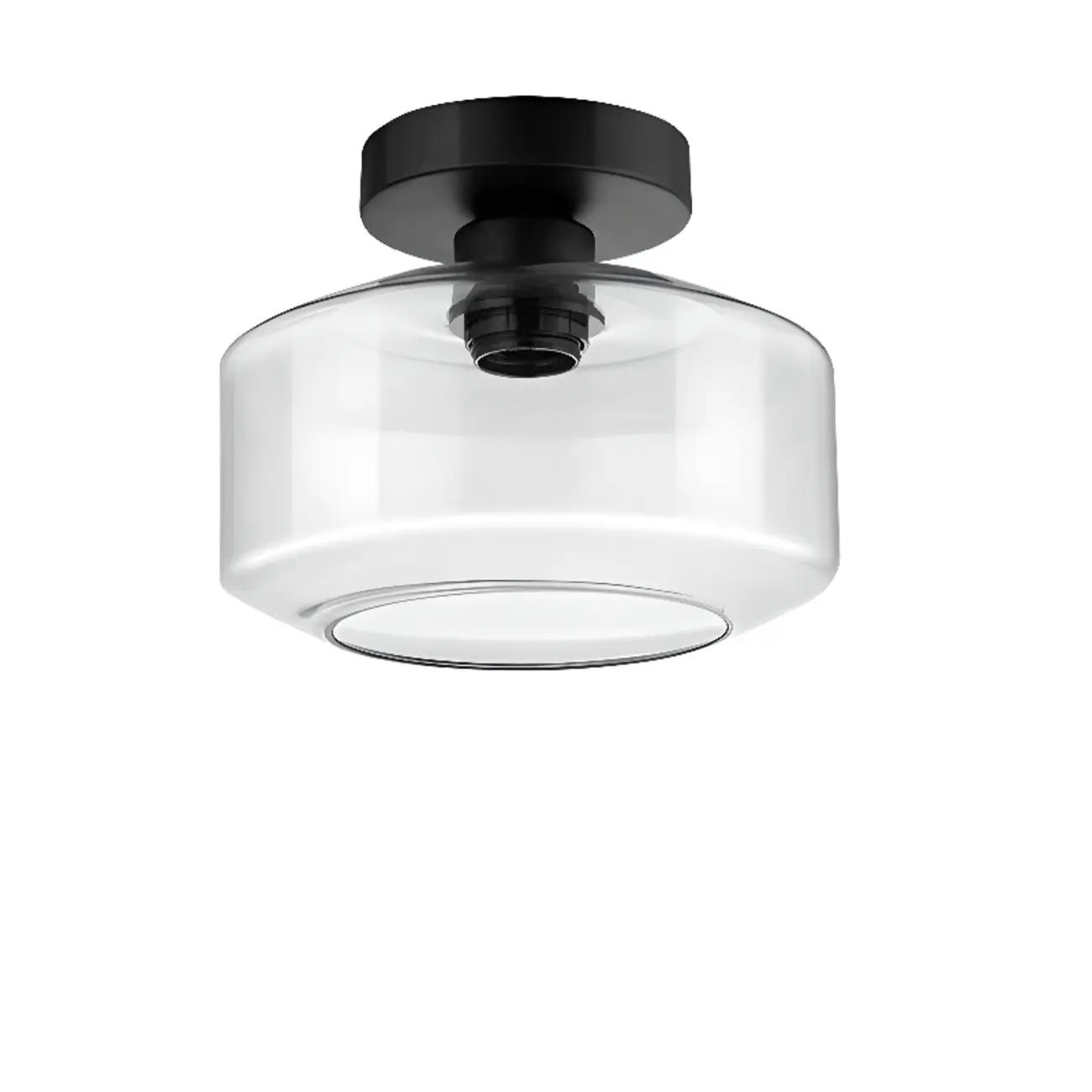 Hallway Industrial Clear Glass Semi Flush Ceiling Light