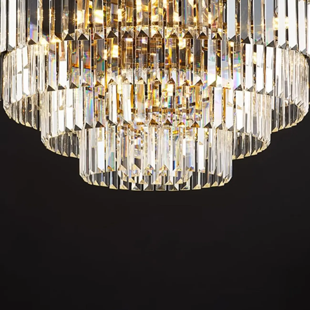 Luxury Crystal Gold Chandelier with Multi-Tiered Design